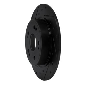 Honda CR-Z Brake Rotor (1) - Rear Left - R1 Concepts - Drilled & Slotted - Black - 2016